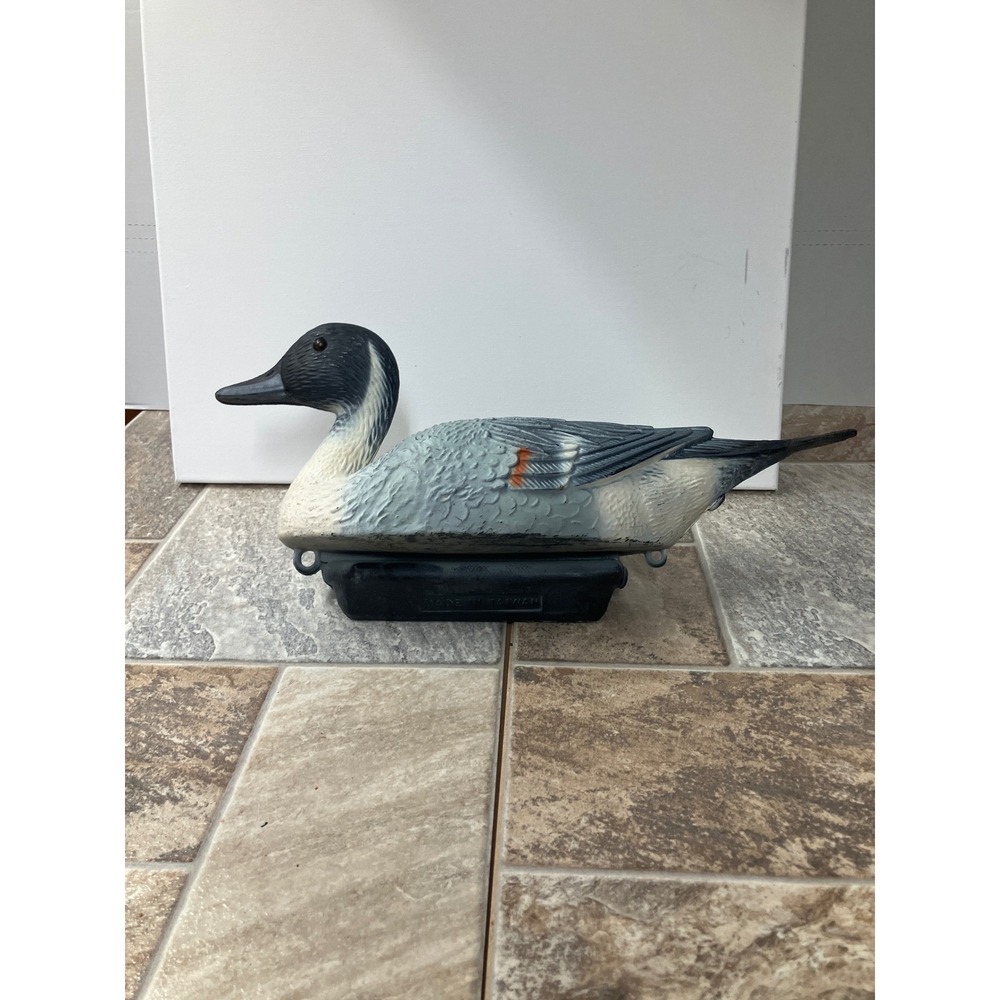 Vintage Pintail Duck Decoy Weighted Keel Plastic Hunting Bird Grey White 17in